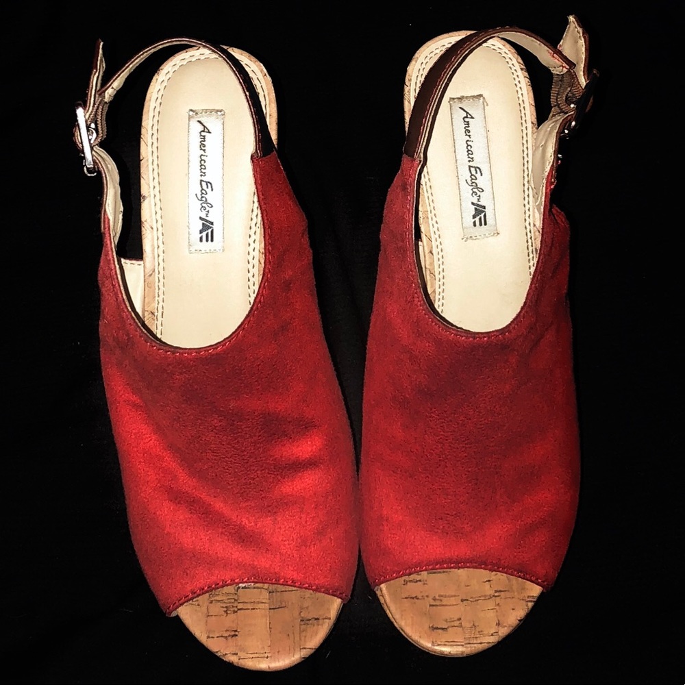 Red heels / wedges open toe - Picture 2 of 8